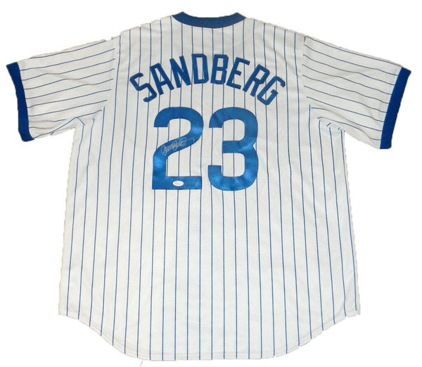 RYNE SANDBERG AUTOGRAPHED SIGNED CHICAGO CUBS #23 MAJESTIC COOL BASE JERSEY JSA