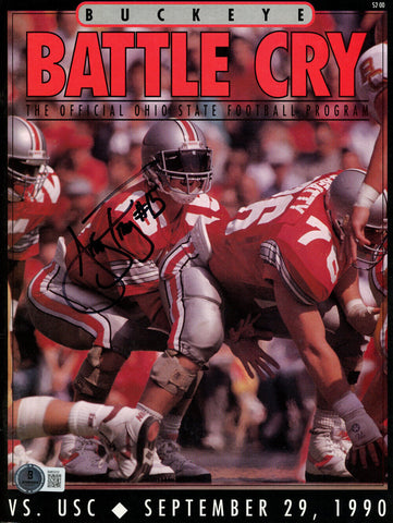 Greg Frey Signed Buckeye Battle Cry Magazine 9/29/1990 Beckett 46363