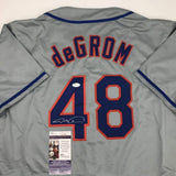 Autographed/Signed JACOB DEGROM New York Grey Baseball Jersey JSA COA Auto