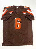 Baker Mayfield Autographed Brown Pro Style Jersey- Beckett W *Black *6 DBL ST