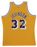 Lakers Magic Johnson Signed 1984-85 M&N HWC Swingman Yellow Jersey BAS Wit