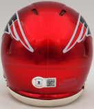 MAC JONES AUTOGRAPHED PATRIOTS FLASH RED SPEED MINI HELMET BECKETT QR 202970