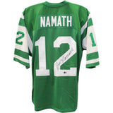 Joe Namath Signed New York Jets 68 TB Green Mitch Ness sz52 Jersey Beckett 48619