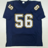 Autographed/Signed SHAWNE MERRIMAN San Diego Dark Blue Football Jersey BAS COA