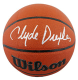 Rockets Clyde Drexler Authentic Signed Wilson Basketball w/ Case BAS Witnessed