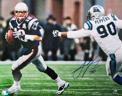 Julius Peppers Signed Carolina Panthers Chasing Tom Brady 16x20 Photo - SS COA