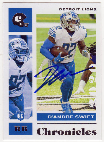 D'Andre Swift Signed Lions 2020 Panini Chronicles Rookie Card #32 (SCHWARTZ COA)