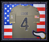 FRAMED MINNESOTA VIKINGS DALVIN COOK SALUTE TO SERVICE JERSEY USA BAS HOLO