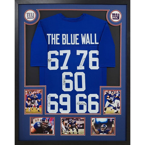 New York Giants SB Champs Autographed Signed Framed O Line Jersey PSA/DNA