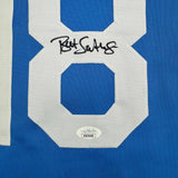 Framed Autographed/Signed Bret Saberhagen 35x39 KC Light Blue Jersey JSA COA