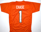 Ja'Marr Chase Autographed Orange Pro Style Jersey-Beckett W Hologram *Black