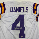 Autographed/Signed CJ C.J. Daniels LSU White College Football Jersey BAS COA