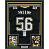 Framed Autographed/Signed Pat Swilling 35x39 New Orleans Black Jersey JSA COA