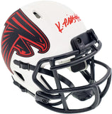 KYLE PITTS AUTO FALCONS LUNAR ECLIPSE WHITE SPEED MINI HELMET BECKETT 194403