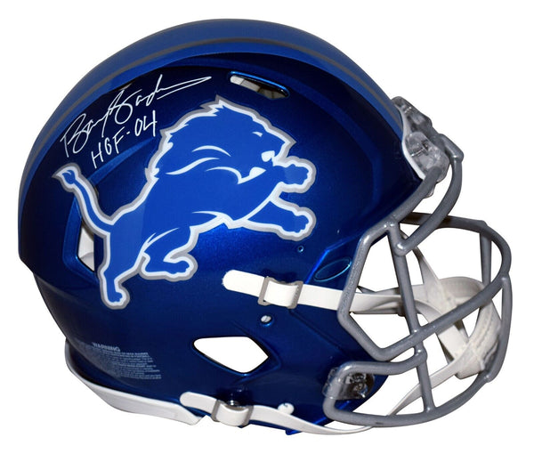 BARRY SANDERS SIGNED DETROIT LIONS FLASH AUTHENTIC SPEED HELMET W/ HOF 04