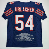 Autographed/Signed Brian Urlacher HOF 18 Chicago Blue Stat Jersey BAS COA