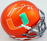 Ray Lewis Autographed Miami Hurricanes Orange Schutt Mini Helmet- Beckett W Holo