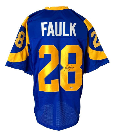 Marshall Faulk Los Angeles Signed Blue Football Jersey BAS