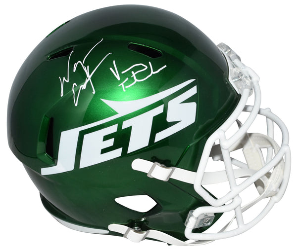 WAYNE CHREBET & VINNY TESTAVERDE SIGNED NEW YORK JETS FULL SIZE HELMET BECKETT