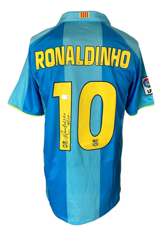 Ronaldinho Signed FC Barcelona 2007 Nike Soccer Jersey R10 Inscribed BAS