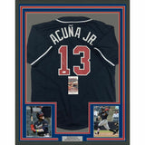 FRAMED Autographed/Signed RONALD ACUNA JR. 33x42 Atlanta Blue Jersey JSA COA