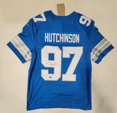 AIDAN HUTCHINSON SIGNED DETROIT LIONS NIKE L LIMITED FUSE JERSEY BECKETT COA