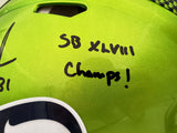 KAM CHANCELLOR AUTO FLASH GREEN FULL SIZE AUTHENTIC HELMET SB CHAMPS MCS 197182