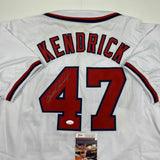 Autographed/Signed HOWIE KENDRICK Washington White Baseball Jersey JSA COA Auto