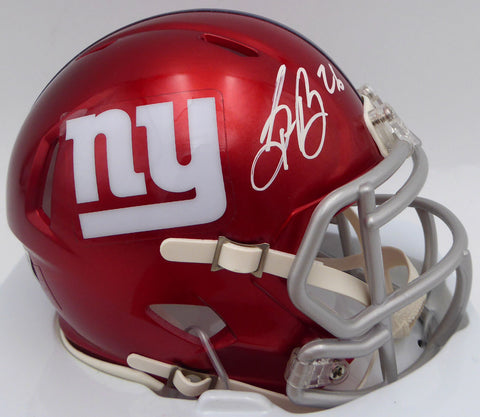 Saquon Barkley Autographed Giants Flash Red Mini Helmet Beckett QR #WQ04648