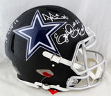 Prescott, Cooper, Elliott Signed Cowboys Flat Black Authentic Helmet -Beckett W