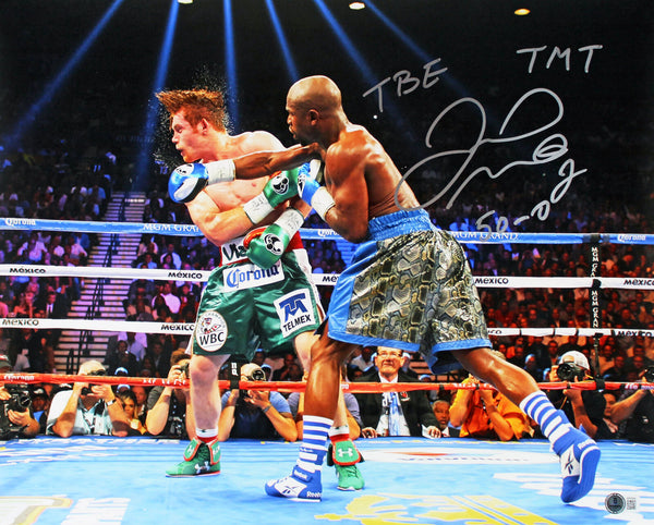 Floyd Mayweather "TBE, TMT, 50-0" Signed 16x20 Horizontal Photo BAS #BP00954