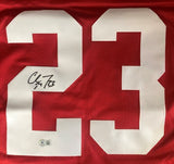 Christian McCaffrey San Francisco Signed Red Football Jersey BAS