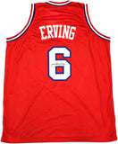 76ERS JULIUS "DR. J" ERVING AUTOGRAPHED SIGNED RED JERSEY BECKETT WITNESS 230292