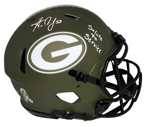 AARON JONES SIGNED GREEN BAY PACKERS SALUTE TO SERVICE AUTHENTIC HELMET BECKETT