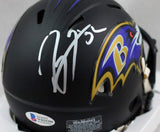 Ray Lewis Signed Baltimore Ravens Flat Black Mini Helmet - Beckett W Auth *Short