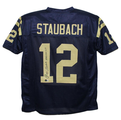 Roger Staubach Autographed College Style Blue XL Jersey Heisman Beckett 38999