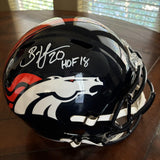 BRIAN DAWKINS AUTOGRAPHED SIGNED DENVER BRONCOS FS REPLICA HELMET W/ HOF 18 BAS