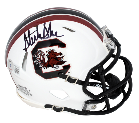 STERLING SHARPE SIGNED SOUTH CAROLINA GAMECOCKS WHITE MINI HELMET BECKETT