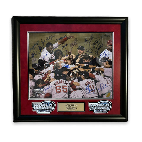 2004 Boston Red Sox Team Signed Autographed 16x20 Photo Framed to 23x27 NEP