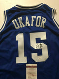 Autographed/Signed JAHLIL OKAFOR Duke Blue College Jersey JSA COA Auto