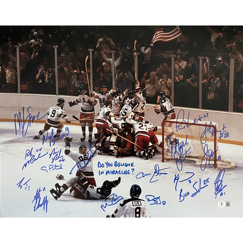 1980 USA Olympic Hockey Team Signed Miracle On Ice 16x20 Photo Beckett 48371