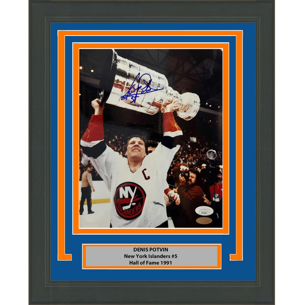 Framed Autographed/Signed Denis Potvin New York Islanders 8x10 Photo JSA COA