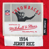 49ers Jerry Rice Signed Red M&N Jersey w/ Dropshadow Fanatics #QL84398928