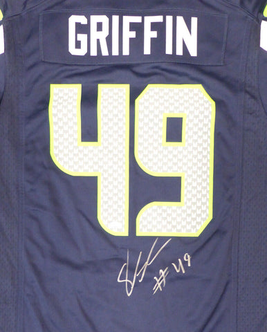 SEAHAWKS SHAQUEM GRIFFIN AUTOGRAPHED BLUE NIKE JERSEY SIZE M MCS HOLO 134401