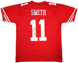 SAN FRANCISCO 49ERS ALEX SMITH AUTOGRAPHED RED JERSEY BECKETT BAS WITNESS 208237