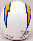 RODNEY HARRISON AUTOGRAPHED SIGNED CHARGERS WHITE MINI HELMET BECKETT QR 193942