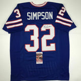 Autographed/Signed OJ O.J. SIMPSON Buffalo Blue Football Jersey JSA COA Auto