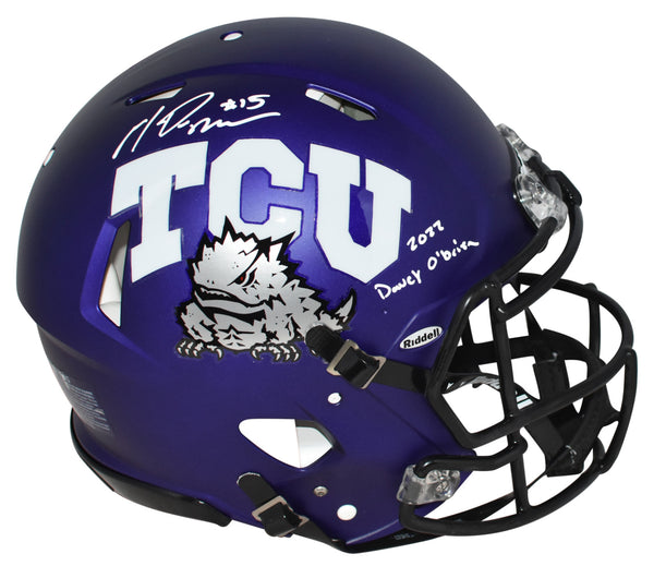 MAX DUGGAN SIGNED TCU HORNED FROGS AUTHENTIC SPEED HELMET W/ 2022 DAVEY O'BRIEN