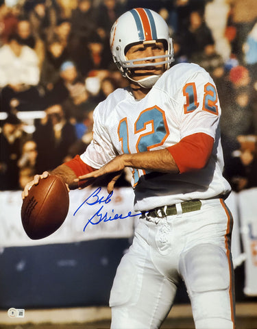 BOB GRIESE AUTOGRAPHED 16X20 PHOTO MIAMI DOLPHINS BECKETT BAS QR STOCK #194351