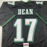 Autographed/Signed Nakobe Dean Philadelphia Black Football Jersey JSA COA